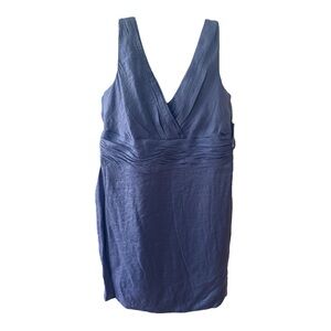 Jones Wear Blue Ruched V-Neck Mini Dress